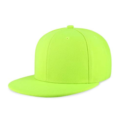 CHOK.LIDS Classic Snapback Flat Bill Hat Blank Adjustable Baseball Cap - color: Neon Green