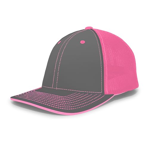 Pacific Headwear Unisex Adult Pacific Headwear Trucker Flexfit® Cap - color: Graphite/Pink/Graphite, size: Small-Medium