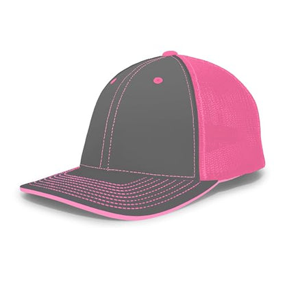 Pacific Headwear Unisex Adult Pacific Headwear Trucker Flexfit® Cap - color: Graphite/Pink/Graphite, size: Large-X-Large