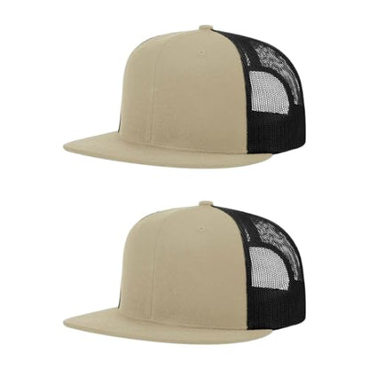 Richardson 511 Wool Blend Flatbill Trucker Snapback Adjustable Cap - color: Khaki/Black