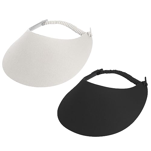 TOP HEADWEAR Women's Cotton Foam Visor- Stretch Sun Protection Hat - color: 2 Pc White/Black