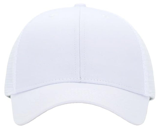 Mens Mesh Snapback Trucker Hat Baseball Cap, Fits OSFM&XXL Head - color: Curved White, size: Medium-Large