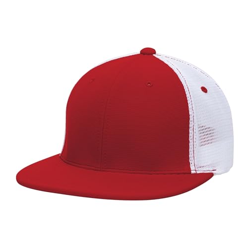 Pacific Headwear Unisex-Adult Pacific Headwear Premium M2 Performance Trucker Flexfit® Cap - color: Red/White/Red, size: X-Small