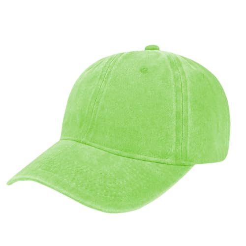 TOPTIE Washed Cotton Dad Baseball Cap - Low Profile Adjustable Hat - color: Lime Green