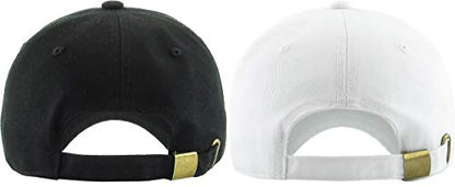 KBETHOS Classic Unisex Cotton Adjustable Low Crown Baseball Cap – Plain Dad Hat - color: Black + White (2 Pack)