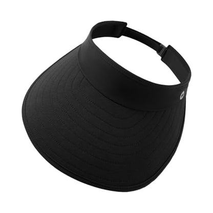 WANDER Sun Visor Hat Wide Brim Packable Large Beach Cap for Women - color: Black