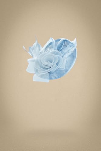 BABEYOND Fascinators Hats for Women Tea Party Mesh Flower Pillbox Derby Hat - color: Light Blue