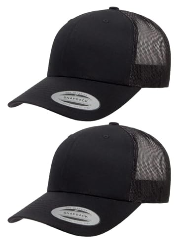 Yupoong Yp Classics Retro Trucker Cap - color: Black, size: One Size, style: 2 Pack
