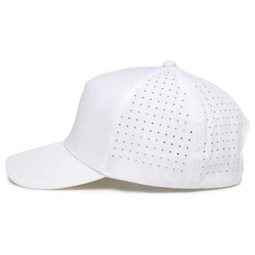 Funky Junque Mens High Crown Golf Hat, Performance Golf Cap - color: White