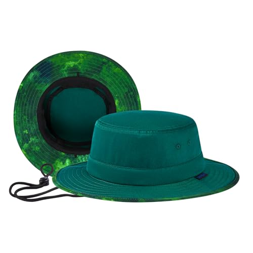 UPF 50+ Foldable Sun Hat Patterned Under Brim Bucket Hats for Summer Hiking Fishing Beach Safari Men Women - color: Evergreen, size: Large