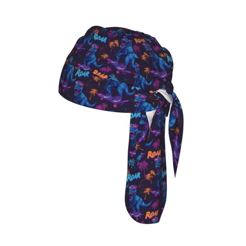 Adjustable Cycling Cap, Quick Dry Sports Bandana Skull Cap Helmet Liner - color: Roaring Dinosaur