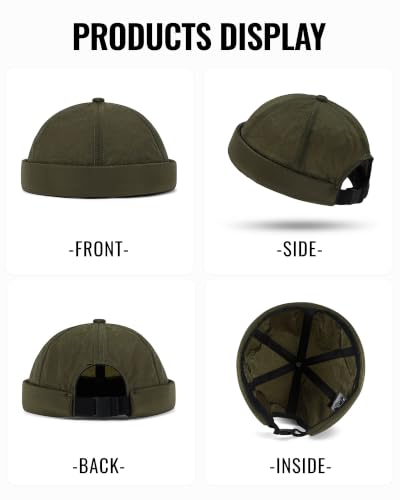 CLAPE Lightweight Breathable Brimless Cap Street Casual Versatile Summer Quick Dry Docker Cap No Brim Sailor Cap Leon Cap - color: Dcx2601-olivebrown