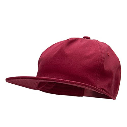 Nissi 5 Panel Cotton High Profile Flat Bill Unstructured Cap - color: Burgundy