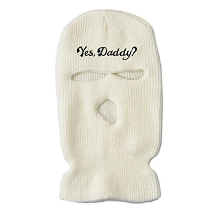 3 Hole Ski Mask Yes Daddy Funny Balaclava Sexy Face Mask for Men Women - color: White