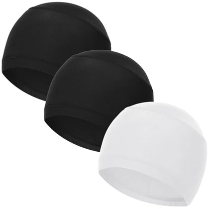 Cooling Skull Caps Helmet Liner Hard Hat Sweat Liner Motorcycle Cycling Cap - color: 3pcs (2pcs Black+1pcs White)