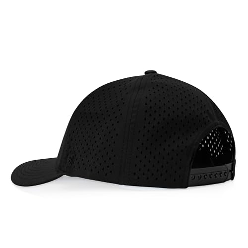 Gilbert Performance 5‑Panel Snapback Hat – Adjustable Flat Bill Cap, Breathable Mesh, Water‑Repellent Fabric, Unisex - color: Black
