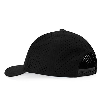 Gilbert Performance 5‑Panel Snapback Hat – Adjustable Flat Bill Cap, Breathable Mesh, Water‑Repellent Fabric, Unisex - color: Black
