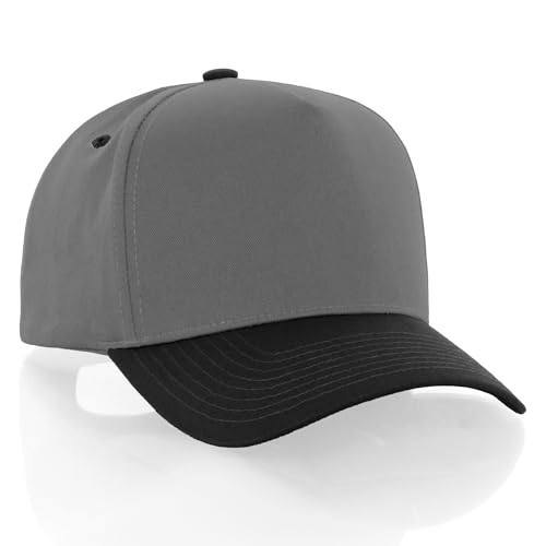 Daxton Men Original Trucker Hat Cotton Twill with Adjustable Snapback 5 Panel A-Frame Cap - color: 2 Pack - All Black, Light Gray Black
