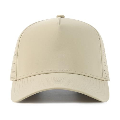BOTVELA Men Adjustable Snapback Laser Cut Mesh Baseball Cap - color: Khaki