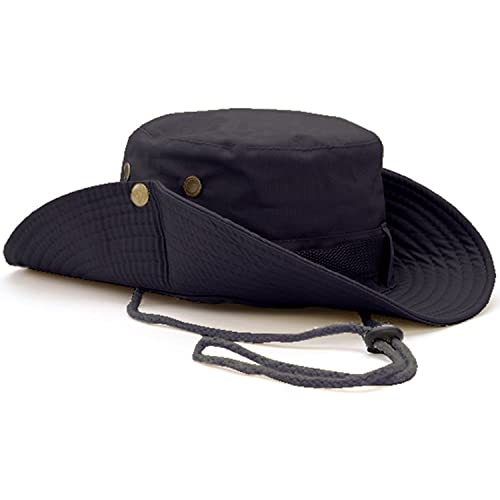 Sun Hats for Men Women, Fishing Hat UV Protection Wide Brim Bucket Hats Foldable Boonie Hat for Hiking Camping Safari - color: Dark Grey