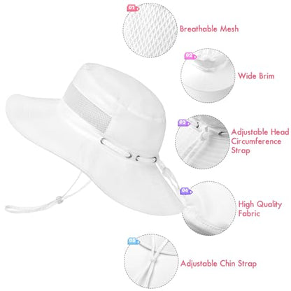HONGTEYA Baby Toddler Sun Hat, Summer Mesh Bucket Beach Hat for Boys Girls - color: White, size: 6-24 Months