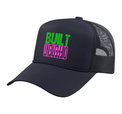 Green and Pink Different Pink and Green Trucker Hat with Adjustable Mesh Back - color: Navy Blue