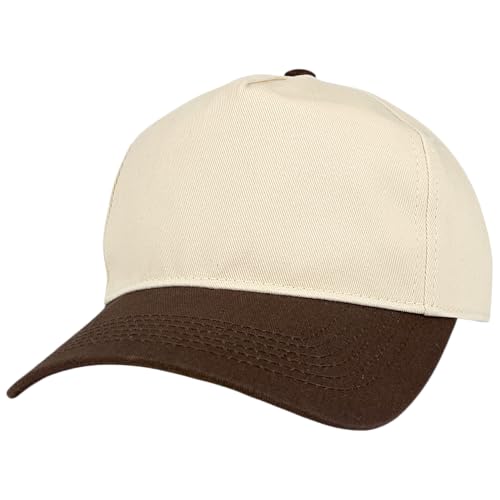 E BY ELIDAN Two Tone A-Frame Trucker Hat, 5-Panel Blank Baseball Snapback - color: Stone Brown