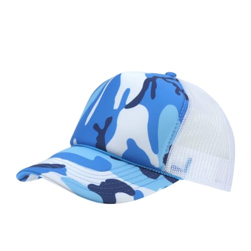 The Vintage Year High Crown Foam Mesh Camouflage Trucker Hat Baseball Cap - color: Sky Camo/White