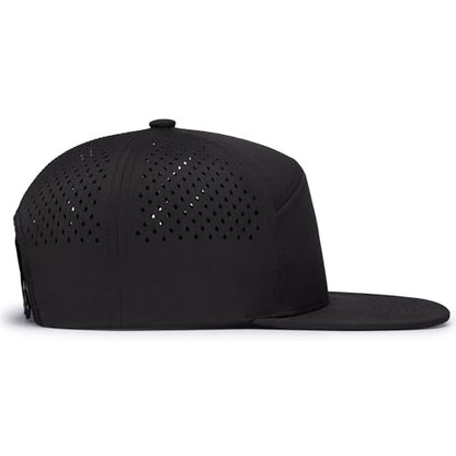 Pacific Headwear Perforated 6-Panel Arch Cap - color: Black/Charcoal/Black