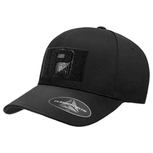 Pull Patch Tactical Hat - Flexfit Delta Curved Bill Cap - Seamless, Fitted - color: Black, size: 7 1/8-7 5/8