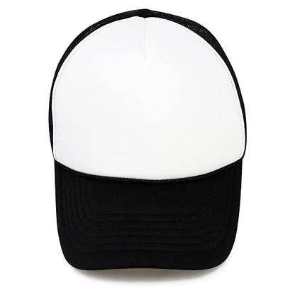MR.R Sublimation Blanks Polyester Mesh Cap Mesh Hat Two Tone Trucker Summer Mesh Cap with Adjustable Snapback,2pcs per Pack - color: Black