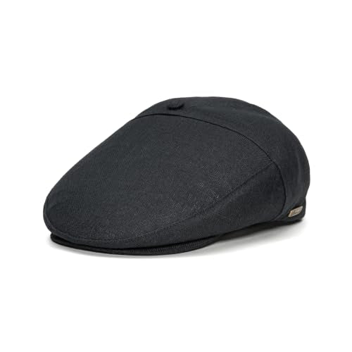 Sterkowski Swede Cap | 100% Linen Flat Cap For Men and Women | Super Airy 5 Panels Summer Cap without Lining - color: Black, size: 7 1/2