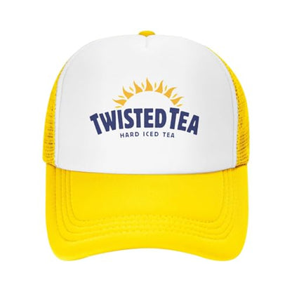 Mens Twisted Trucker Hat Mesh Snapback Adjustable Baseball Cap - color: Yellow