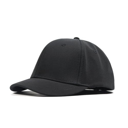Short Brim Stretch Fitted Baseball Caps Men's Solid Structured Full Closed Cap Curved Brim Elastic Closed Back Hat K272 - color: Black