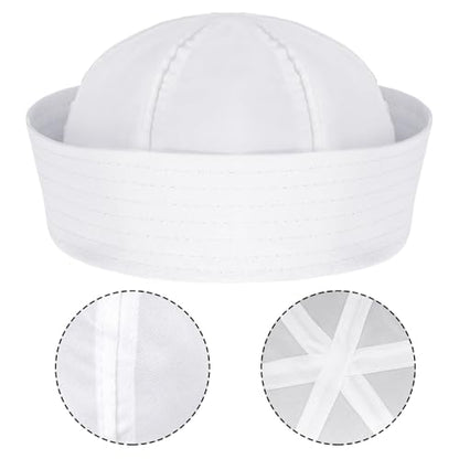 choyaxo White Sailor Hats for Youth Women Men Halloween Dressing Up Party Costume Accessory