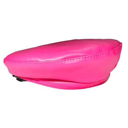 Chic PU Leather Beret for Women, Classic Berets Artist Painter Cap with Rhinestones Accessories - color: Hot Pink