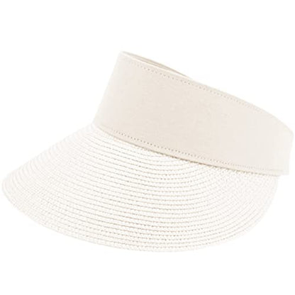 Sun Visor Hats Women Large Brim Summer UV Protection Beach Cap - color: White