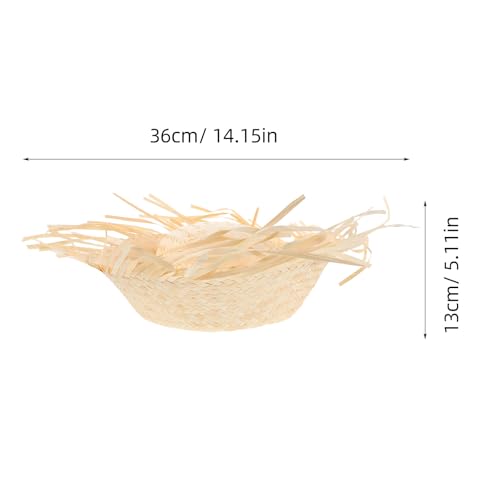 VOSAREA 2pcs Hawaiian Straw Hat Woven Bucket Sun Hat - Summer Beach Party Headwear- Lightweight Tropical Vacation Sunshade