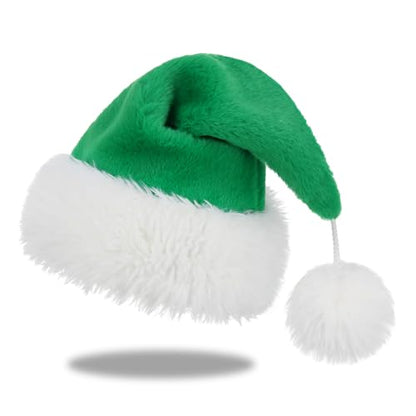 Personalized Santa Hat for Adults, Super Soft Plush Holiday Christmas Hat, Xmas New Year Party Headwear - color: Plush-green