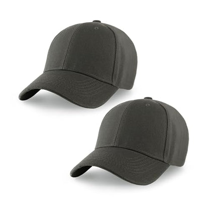 2-Pack Classic Structured Baseball Cap Adjustable Snapback Ball Caps - color: Charcoal