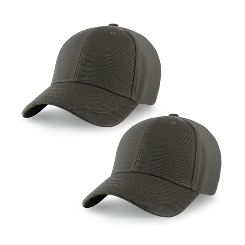 2-Pack Classic Structured Baseball Cap Adjustable Snapback Ball Caps - color: Charcoal