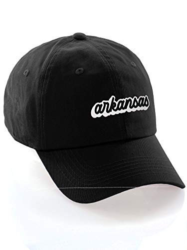 Classic Unstructured USA Cities Baseball Dad Hat 3D Raised PVC Letters Cap - color: Arkansas Black - White Black