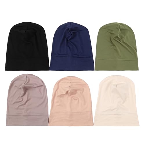 PURFUN 3 Pcs Muslim Inner Hijab Caps Women Solid Color Under Hijab Caps Stretchy Breathable Full Cover Undercap Tube Bonnet - color: Navy Blue+green+black