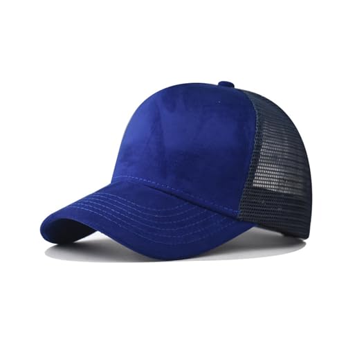 Trucker Hat Men Blank Mesh Suede Baseball Cap for Men and Women Baseball Hat 5-Panel Trucker Hat for Hunting & Hiking - color: Royal Blue