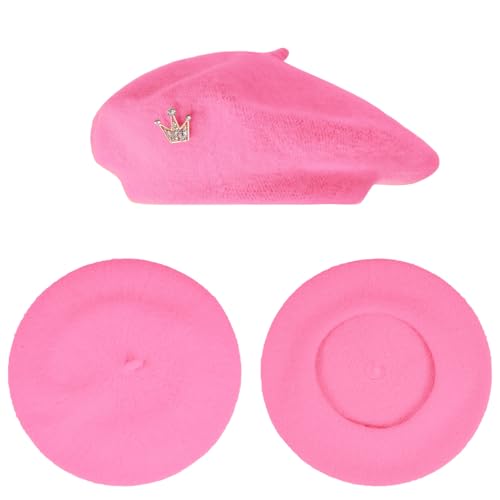 choyaxo 3pcs French Beret Hat Set Costume Accessories Set Including Beret Hat Scarf Crown Pin for Women French Themed Party - style: Vivid Style