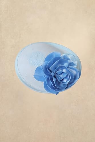 Coucoland Sinamay Flower Fascinators Hats for Women Pillbox Derby Headpiece - color: Light Blue