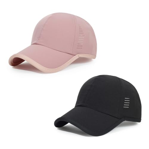 HH HOFNEN Quick Dry Baseball Hat Unstructured Athletic Golf Cap Women Men - color: 2-black+pink