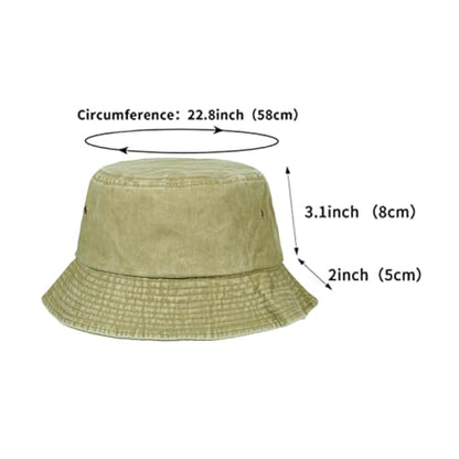 Washed Cotton Bucket Hats Packable Summer Beach Cap for Men Women - color: Ce-bh-black-white-khaki