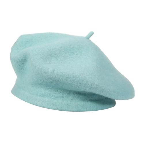 ZLYC Wool French Beret Hat Solid Color Classic Artist Cap for Women - color: Light Blue