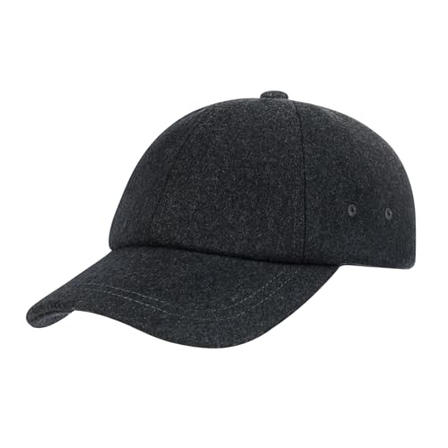 BOTVELA Men Wool Adjustable Tweed Baseball Cap - color: Dark Grey